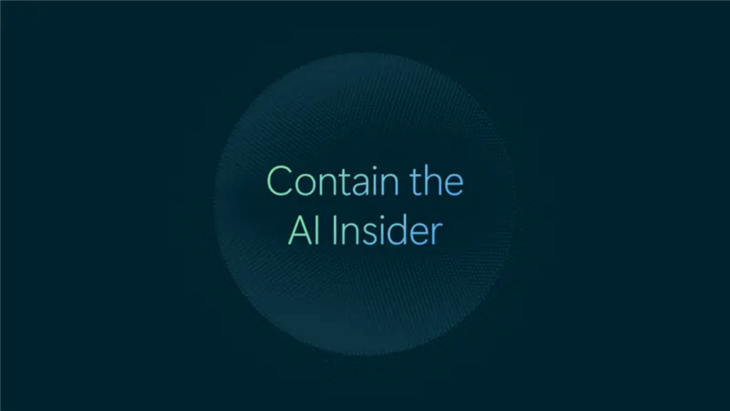 Microsoft security graphic reading Contain the AI Insider, surrounded by a circular teal pattern.
